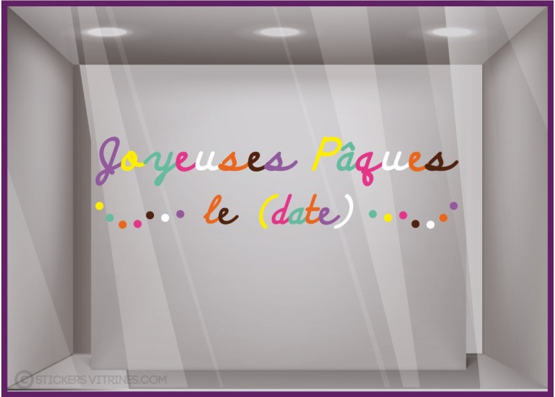 Sticker Joyeuses Pâques multicolore lettrage chocolat fêtes 