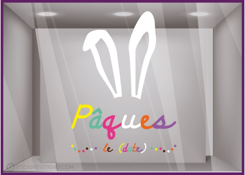 Sticker Pâques Oreilles de Lapin boulangerie pâtisserie chocolaterie commerce de bouche Printemps