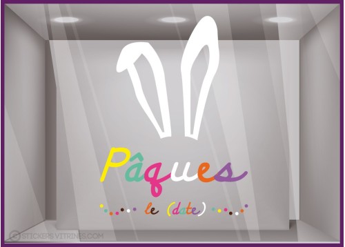 Sticker Pâques Oreilles de Lapin boulangerie pâtisserie chocolaterie commerce de bouche Printemps