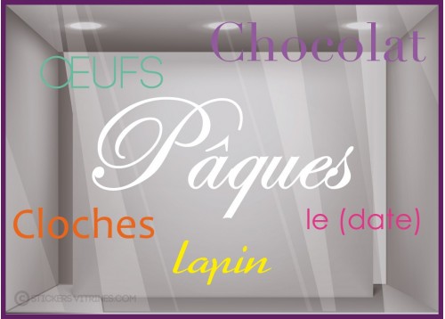 Kit de stickers Pâques multicolore Chocolat Oeufs Cloches Lapin Chocolatier Boulangerie Joyeuses Fêtes  