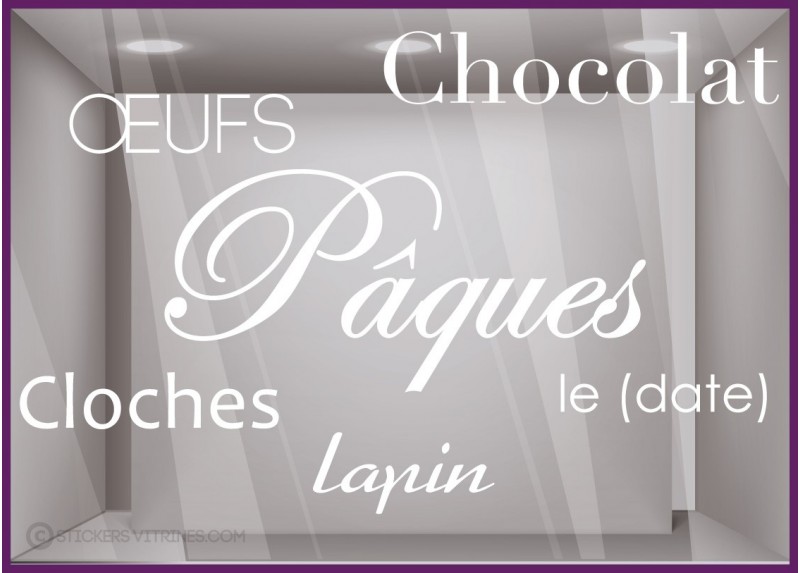 Kit de stickers Pâques Chocolat Cloches Lapin Fête Oeufs Chocolatier Boulangerie 