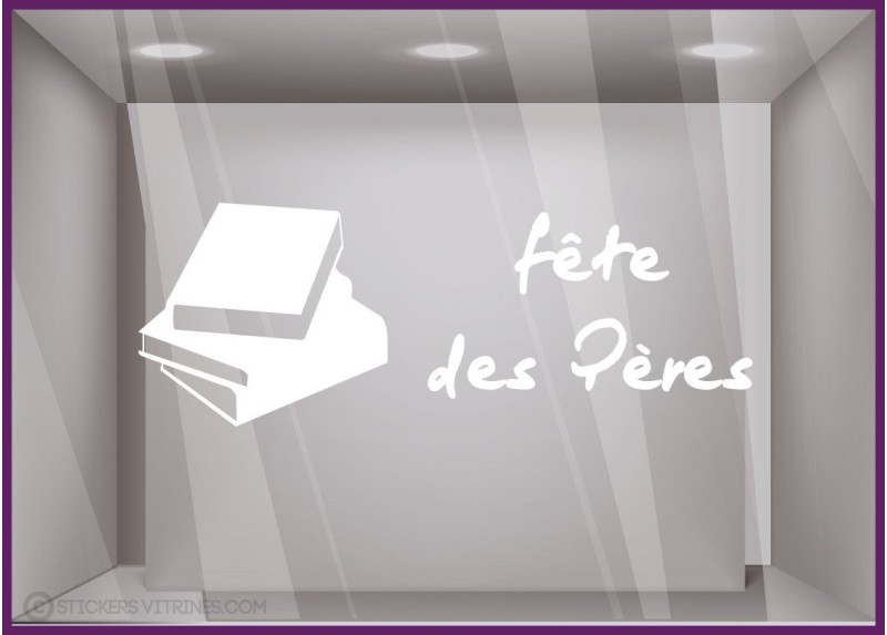 Sticker livres fête des pères papas lettrage adhésif texte autocollant devanture vitrine librairie commerce