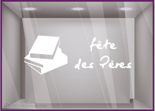 Sticker livres fête des pères papas lettrage adhésif texte autocollant devanture vitrine librairie commerce