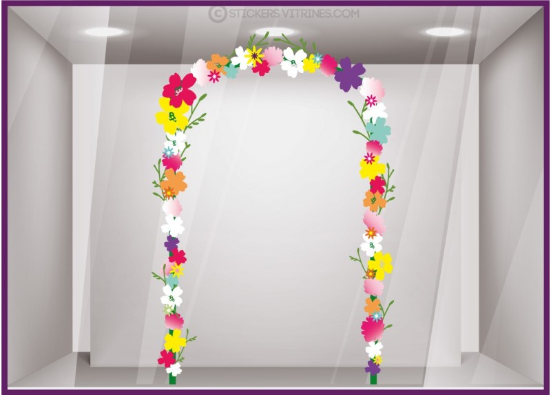 Autocollant vitrine Kit de Stickers Petites Fleurs Fleuriste Printemps