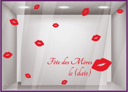 Autocollant pour devanture Kit de Stickers Fête des Mères mamans Bisous lettrage mode institut beaute