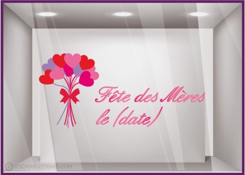 Sticker pour vitrine Bouquet de Fleurs Fête des mères maman fleuriste mode parfumerie calicot vitrophanie