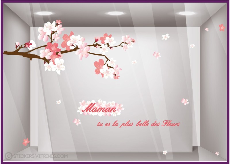 Adhésif pour devanture Kit de Stickers Maman tu es la plus belle des fleurs