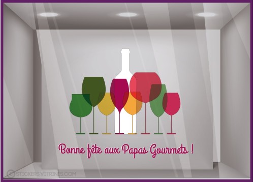 Sticker Bonne fête aux papas gourmets vitrophanie commerce vitrine calicot adhésif autocollant magasin boutique papa