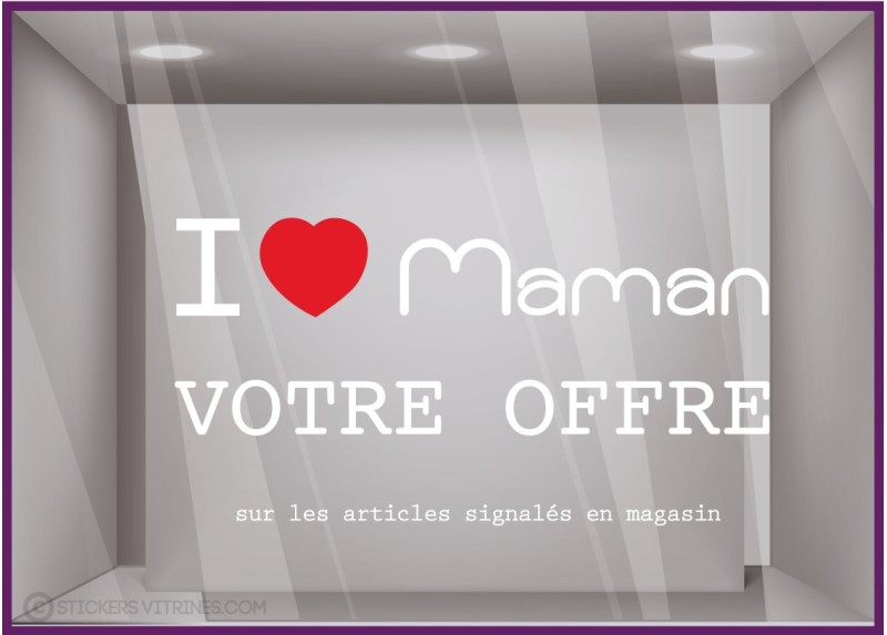 Vitrophanie Sticker Promo fête des mères à personnaliser fleuriste mode parfumerie bijouterie promotion