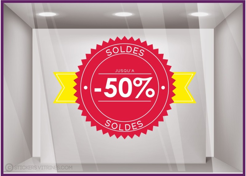 Sticker Calicot Badge Soldes pour commerce professionnel