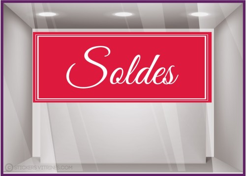 Sticker Soldes bandeau calicot vitrines magasin vitrophanie 50% fournisseur