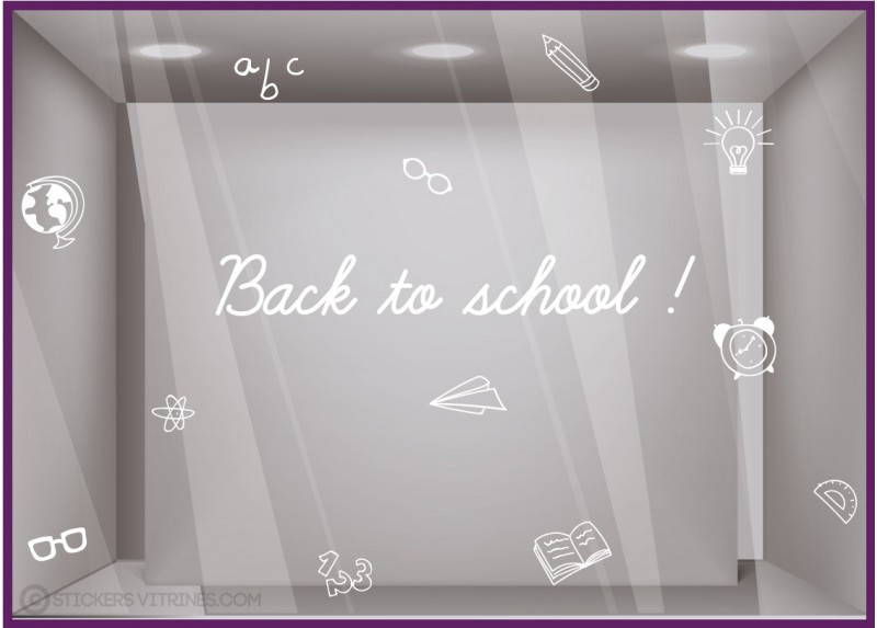 KIT DE STICKERS BACK TO SCHOOL DEVANTURE BOUTIQUE VITROPHANIE CALICOT LETTRAGE ADHESIF