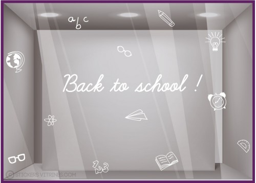 KIT DE STICKERS BACK TO SCHOOL DEVANTURE BOUTIQUE VITROPHANIE CALICOT LETTRAGE ADHESIF