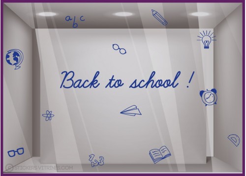 KIT DE STICKERS BACK TO SCHOOL DEVANTURE BOUTIQUE VITROPHANIE CALICOT LETTRAGE ADHESIF