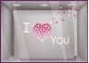 Sticker I Love You saint valentin devanture vitrophanie calicot lettrage adhesif vitrine commerce boutique mode bijouterie