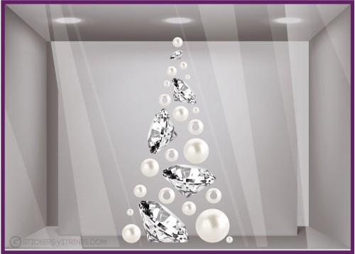 sapin diamants perles stickers vitrines déco noel