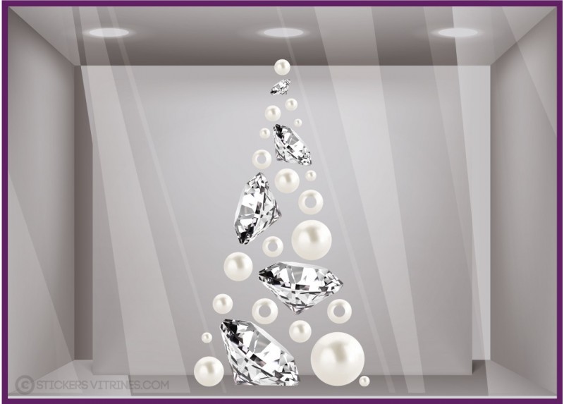 sapin diamants perles stickers vitrines déco noel