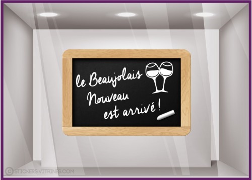 Sticker Ardoise Beaujolais Nouveau CALICOT VITROPHANIES CAVISTES SUPERMARCHES DECORATION