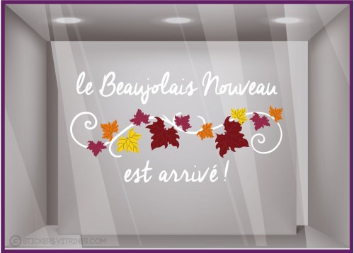 Sticker Texte Beaujolais Nouveau VITROPHANIE CAVISTE DECORATION CALICOT EPICERIE