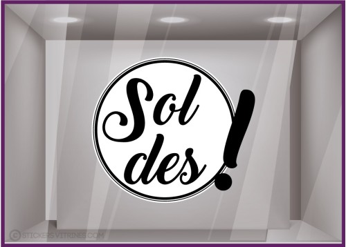 Sticker-Soldes-Rond-point d exclamation-vitrine-devanture-promotion-boutique-liquidation