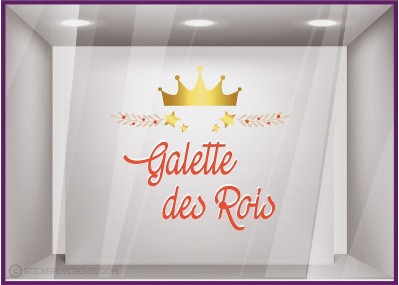 Sticker Texte Galette des Rois epiphanie boulangerie vitrophanie devanture enseigne vitrine patisserie chocolaterie