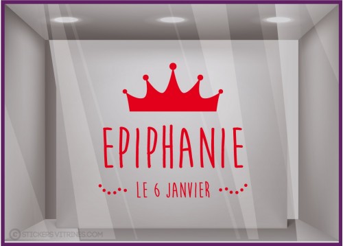 Sticker Epiphanie le 6 janvier vitrophanie epiphanie hiver adhesif  vitrine autocollant boulangerie patisserie