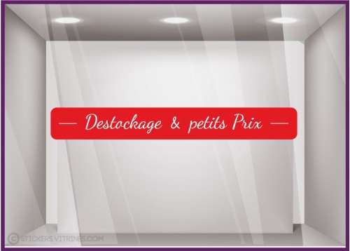 Sticker Ruban Destockage et Petit Prix vitrophanie soldes braderie boutique mode maroquinerie jouets devanture