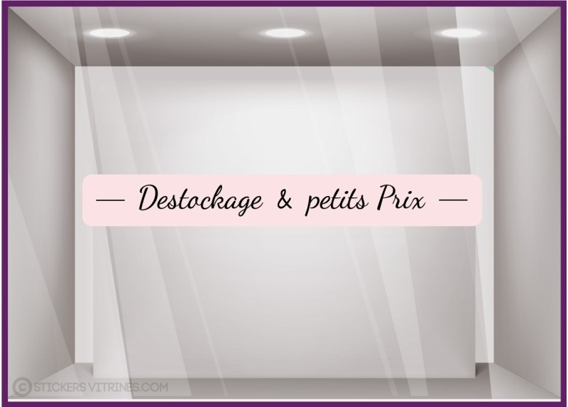 Sticker Ruban Destockage et Petit Prix vitrophanie soldes braderie boutique mode maroquinerie jouets devanture