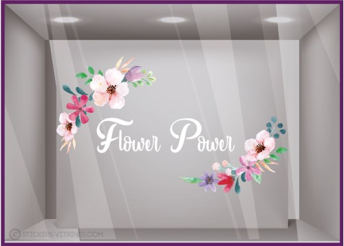 Sticker Flower Power autocollant vitrine 