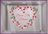 Vitrophanie pour devanture Sticker Couronne Coeur et Fleurs Bonne fête Maman