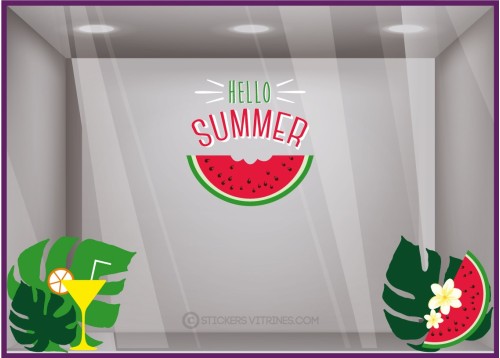 Kit d'autocollants Hello Summer Pastèque pour les vitres de boutique