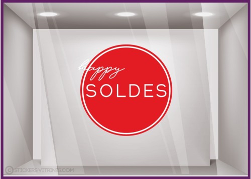Sticker Rond Happy Soldes pour devantures de boutiques 