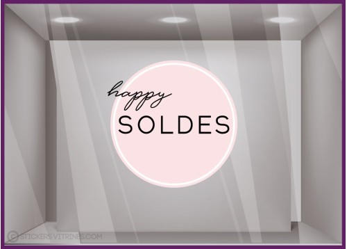 Sticker Rond Happy Soldes pour devantures de boutiques 