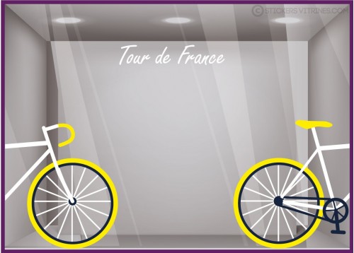 Adhésif autocollant vitrine Kit stickers Velo Tour de France événement sportif vitrine sport commerce lettrage