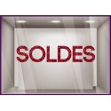 Sticker Soldes Paillettes pourcentage promotion devanture calicot magasin mode bijouterie maroquinerie vitrine vitre calicot 