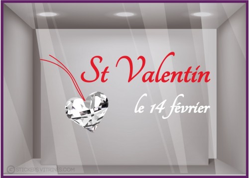Sticker St Valentin Coeur Diamant Bijouterie Autocollant Adhésif Lettrage 
