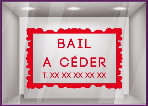 Sticker Bail à Céder à personnaliser Autocollant Adhésif Magasin Vitrine Signalétique Horaires