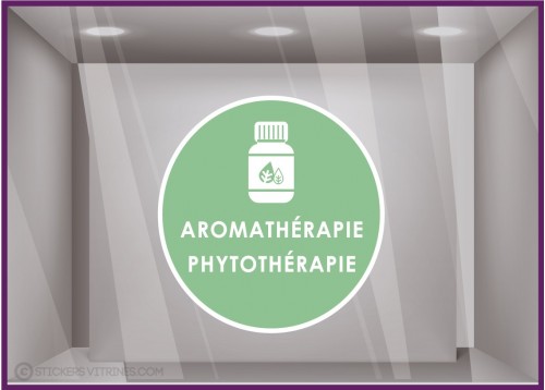 Sticker Aromathérapie Phytothérapie Autocollant Adhésif Pharmacie Magasin Vitrine Signalétique Parapharmacie