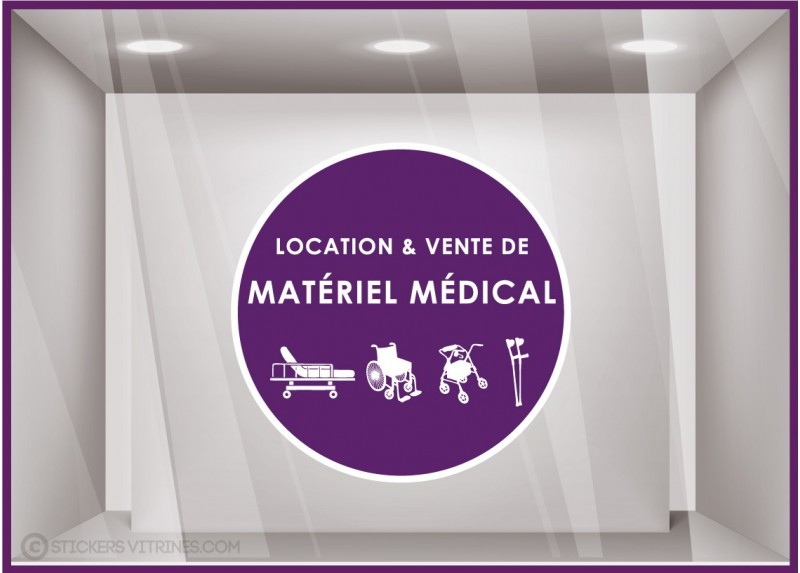 Sticker Location et vente de matériel médical Autocollant Adhésif Vitrine Pharmacie Magasin Signalétique