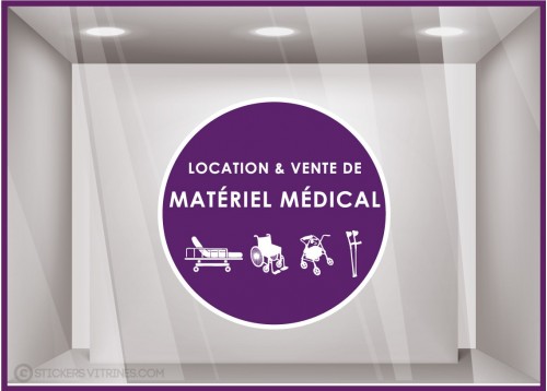 Sticker Location et vente de matériel médical Autocollant Adhésif Vitrine Pharmacie Magasin Signalétique