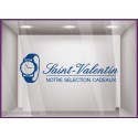 Sticker Montre Saint-Valentin vitrine devanture bijouterie magasin lettrage adhesif calicot vitrophanie vitre horloger