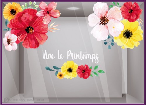KIt de stickers fleurs géantes Printemps Fleuriste Adhésif autocollant vitrophanie