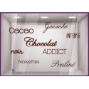 Sticker Chocolat Addict oeufs Paques Praline Cloches Cacao devanture vitrine boulangerie patisserie chocolaterie calicot adhesif