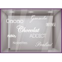 Sticker Chocolat Addict oeufs Paques Praline Cloches Cacao devanture vitrine boulangerie patisserie chocolaterie calicot adhesif
