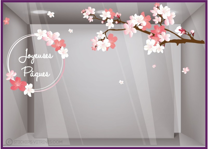 Sticker Couronne de fleurs de cerisier Printemps