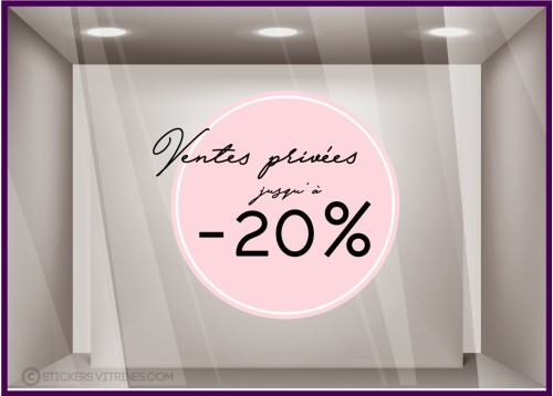 STICKERS VENTES PRIVEES POUR LES PROMOTIONS A COLLER SUR LA DEVANTURE MAGASIN