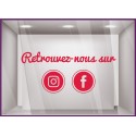 Sticker Retrouvez-nous sur Facebook et Instagram magasin vitre signaletique reseaux sociaux autocollant