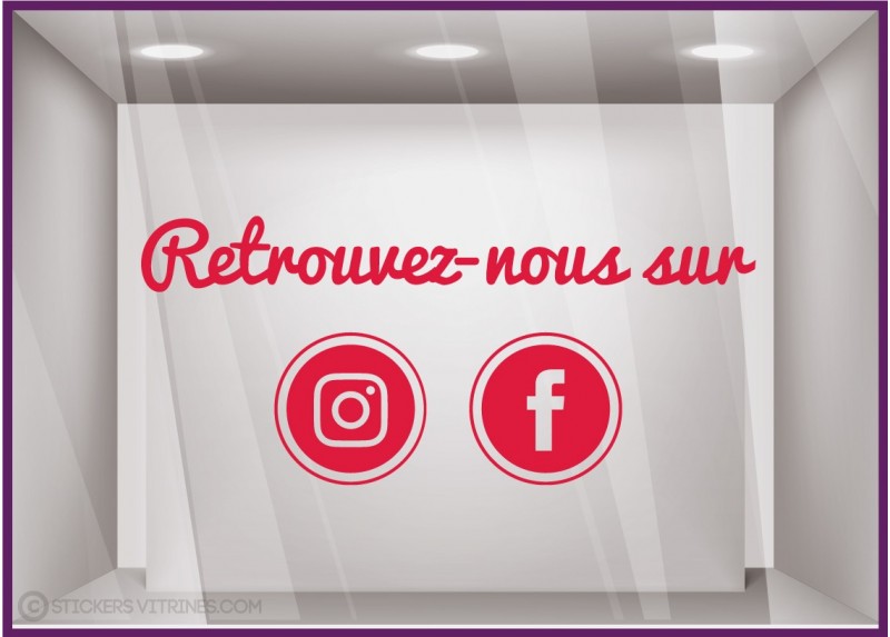 Sticker Retrouvez-nous sur Facebook et Instagram magasin vitre signaletique reseaux sociaux autocollant