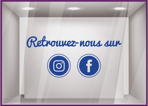 Sticker Retrouvez-nous sur Facebook et Instagram magasin vitre signaletique reseaux sociaux autocollant