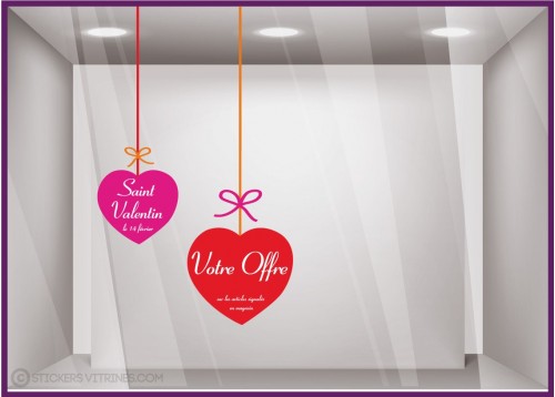 Kit de Stickers Promo Saint Valentin `a personnaliser amour fete vitrophanie mode maroquinerie vitrine